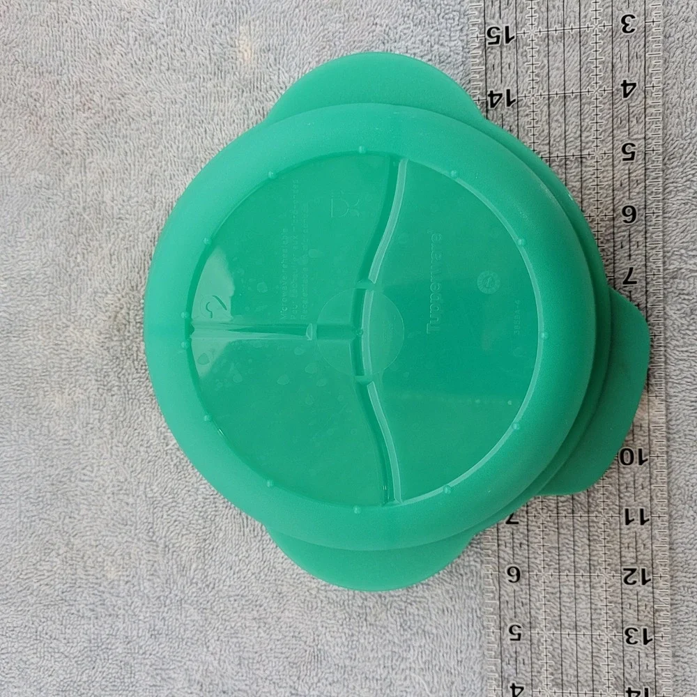 Tupperware CrystalWave 3 Compartment Divided Dish Teal Green Yellow Vent 3859A-4